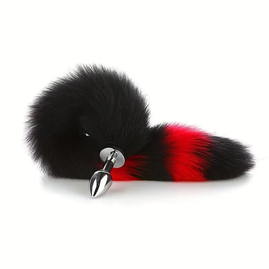 Plug Anal Con Cola Negra - Roja