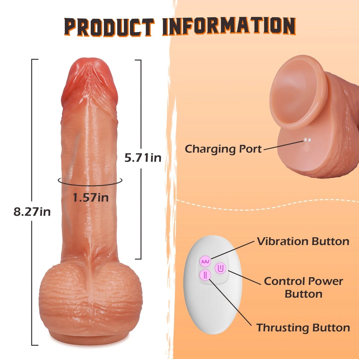 DILDO EMPUJE 21.5 cm